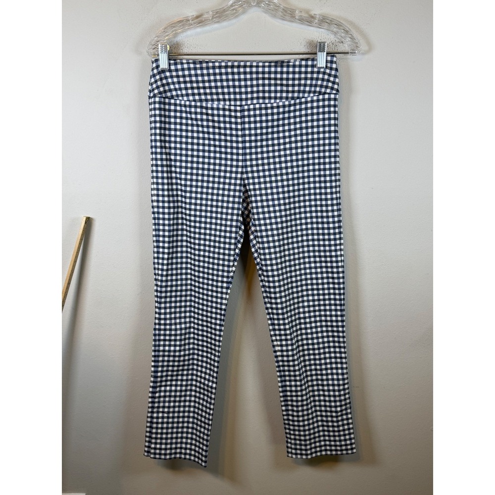 Elliott Lauren Womens Pants Gingham Check Navy Blue Size 4